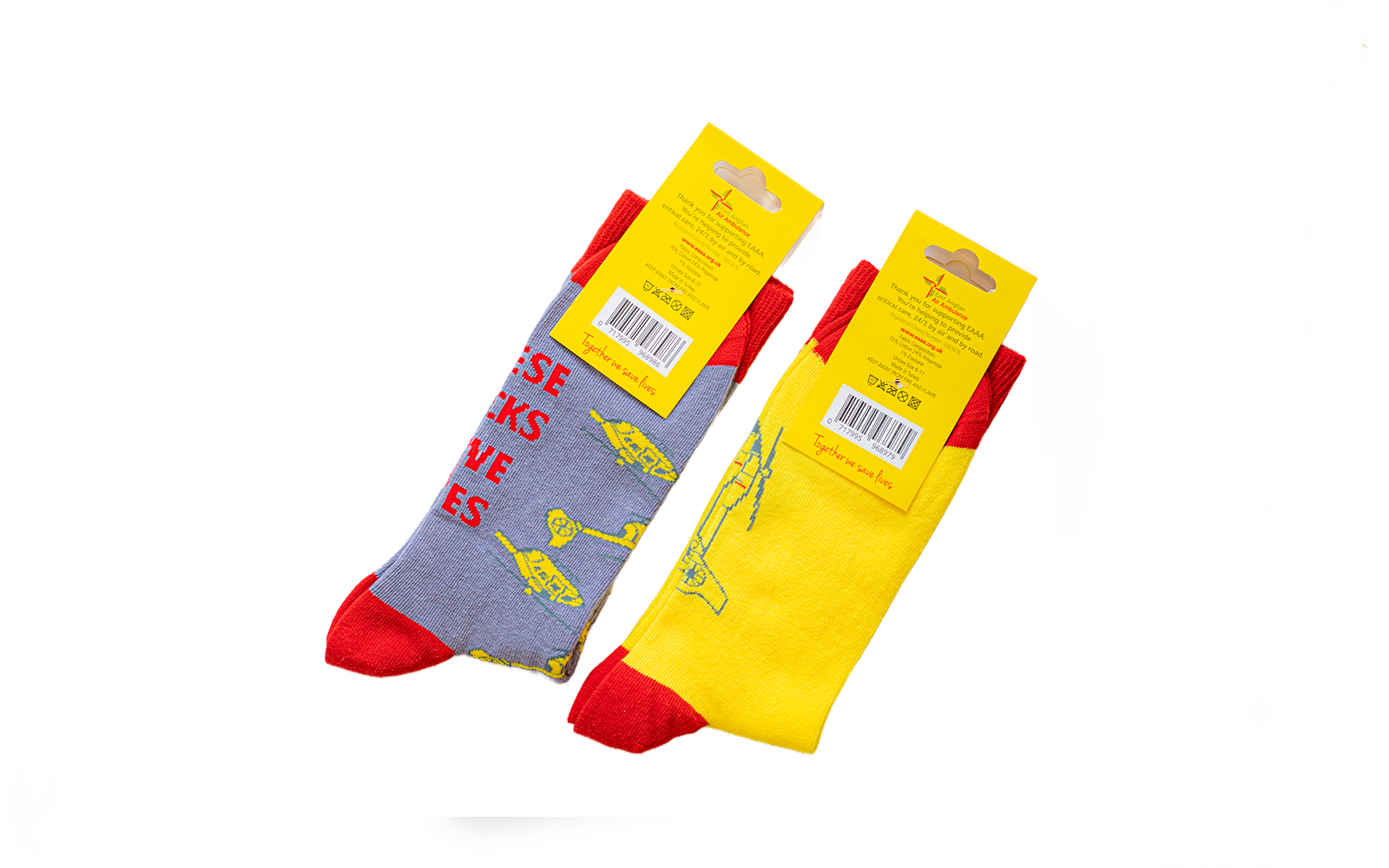 Grey yellow socks back