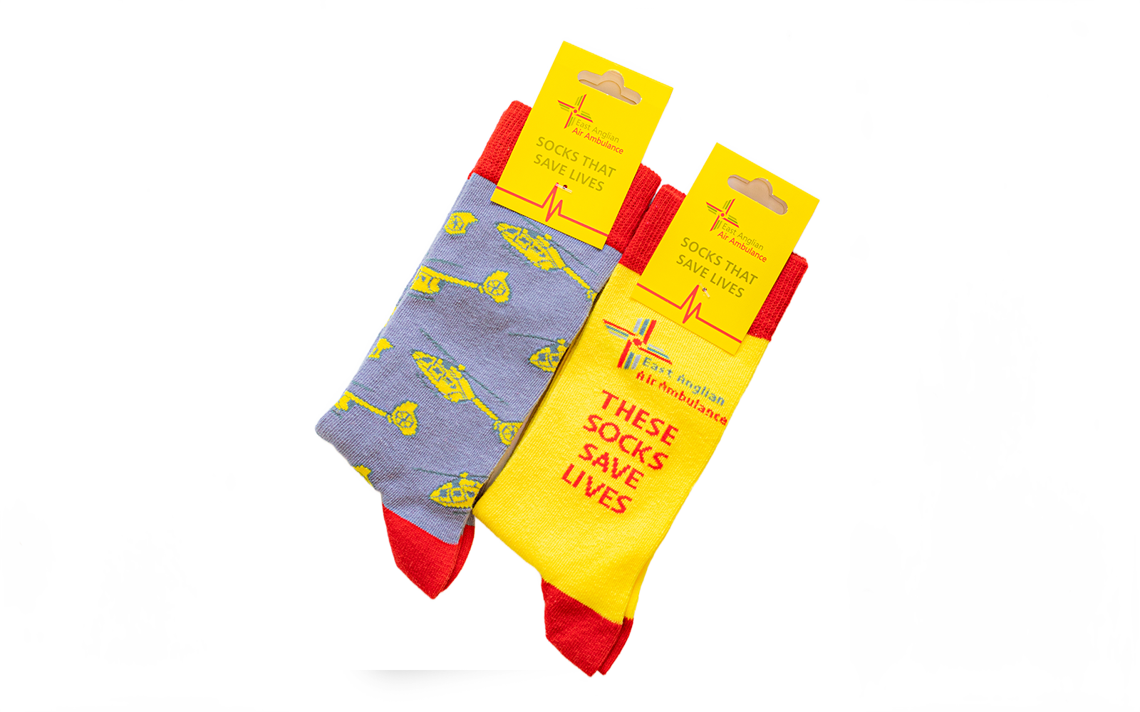 Grey yellow socks front