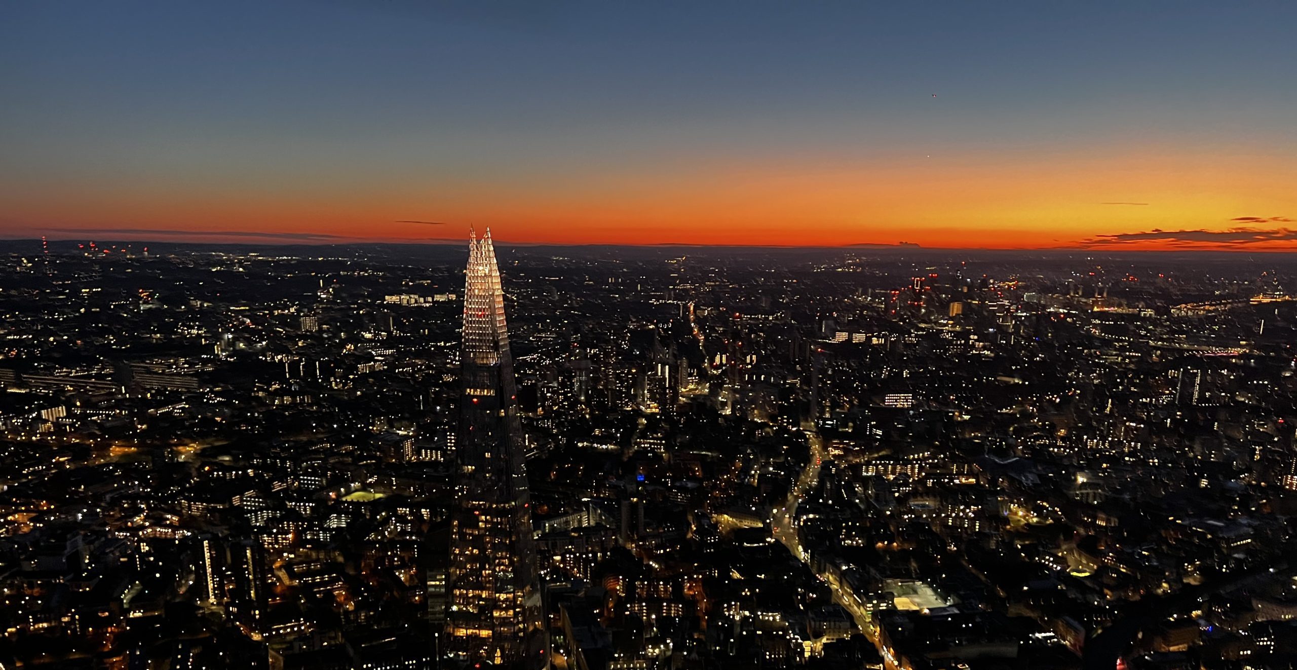 london skyline at dusk view from the crew