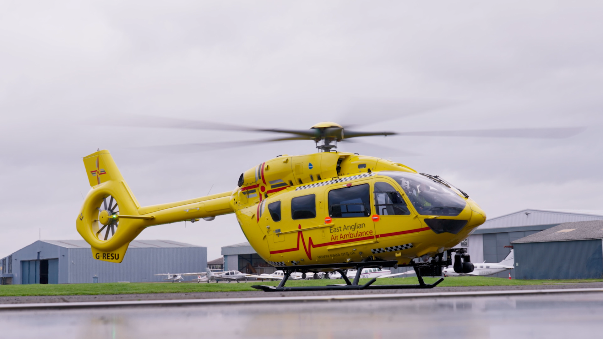 East Anglian Air Ambulance helicopter taking off