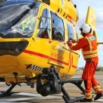 Critical Care Paramedic opens Air Ambulance Helcopter door