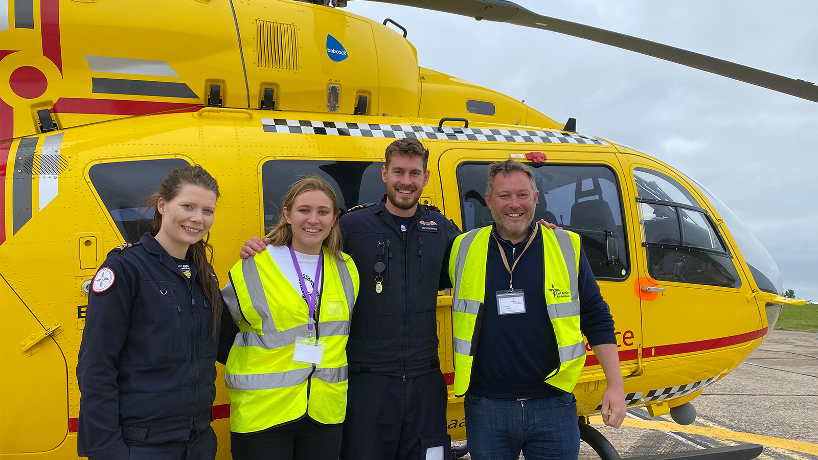 Abi with EAAA Pilots Henrietta Davies and Seb Powderham