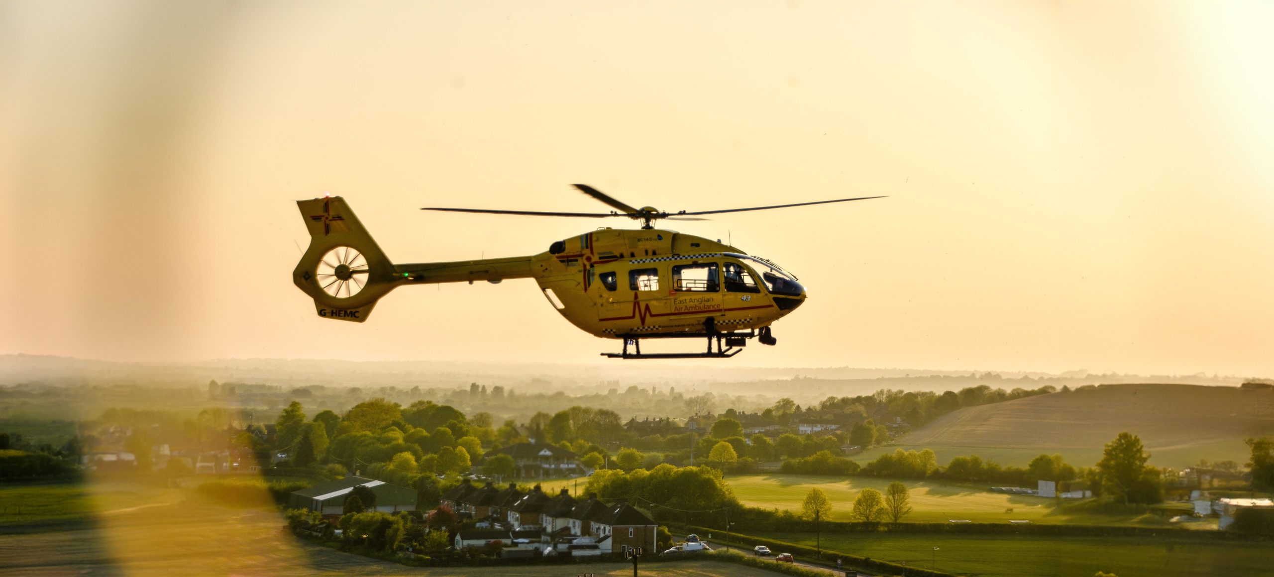 Helicopter flies over residential area