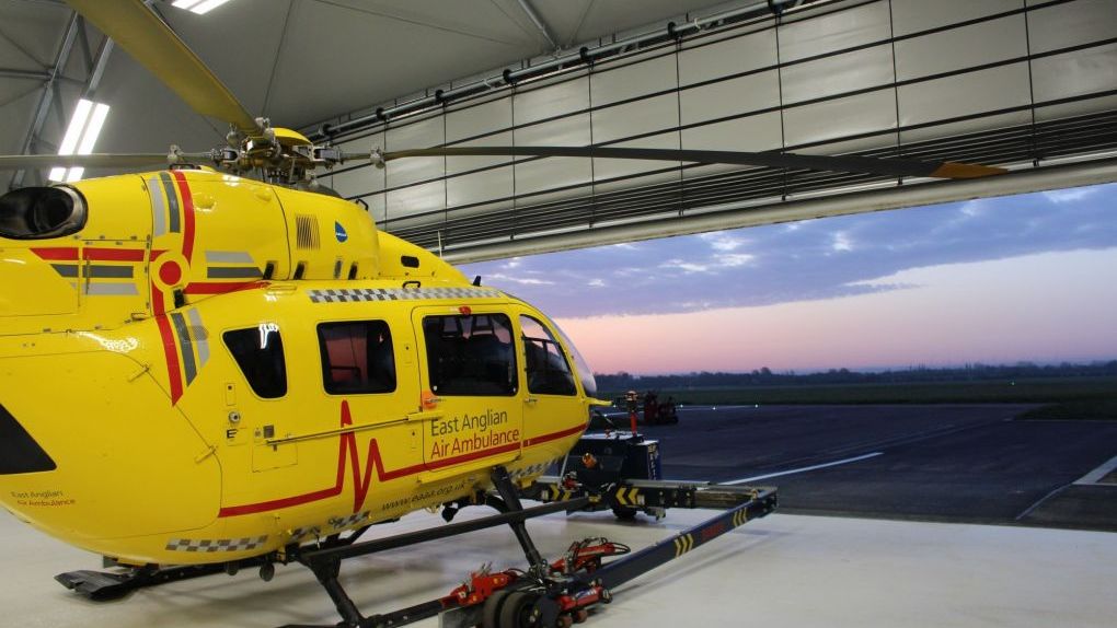 Helicopter in hangar