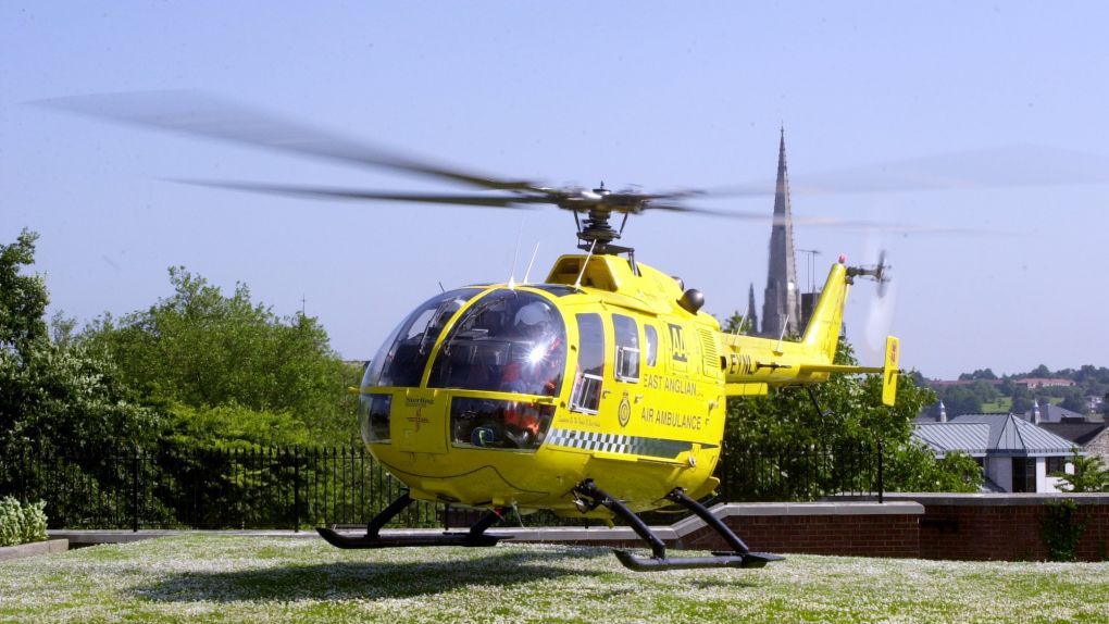 EAAA helicopter lands at the Castle Mall in Norwich