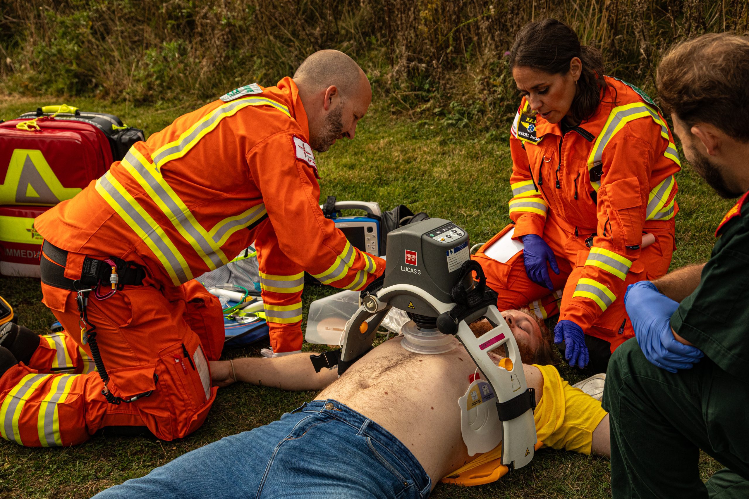 Crew attending cardiac arrest